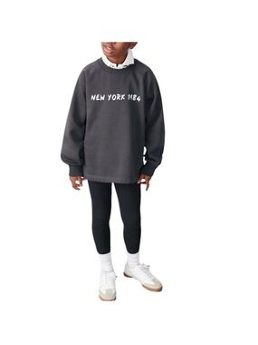 Zara Sweatshirt Girls Sz 10 Brown New York 1948 Pull Over Athleisure Loungewear